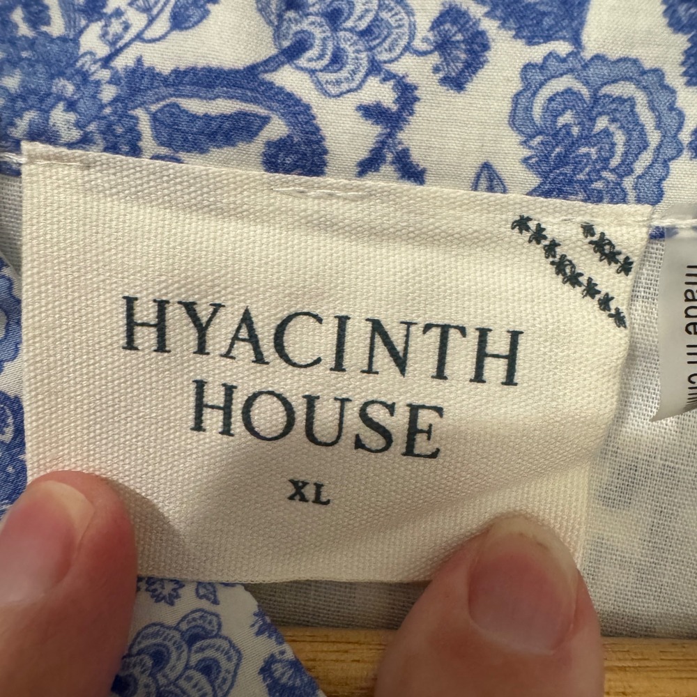 Hyacinth House Blue White Floral Tiered Maxi Dress Mock Neck AY714D XL NWT - Picture 3 of 6